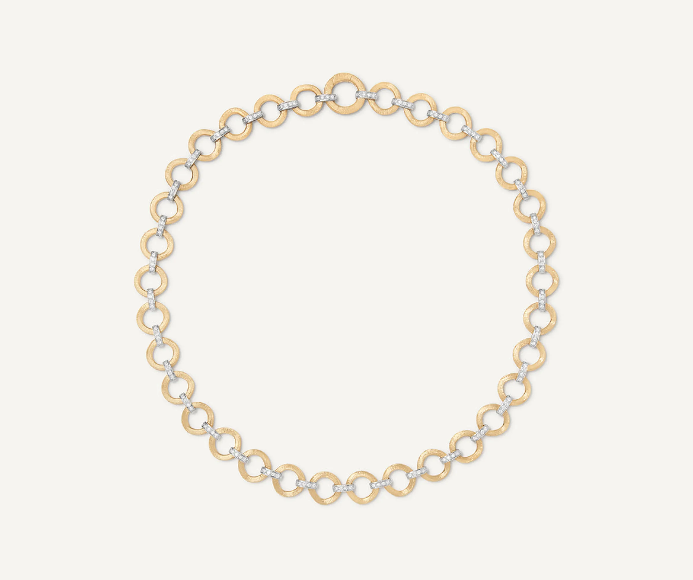 Necklaces-Marco Bicego 18K Yellow Gold Flat Link Collar Necklace With Diamond Accents Yellowgold