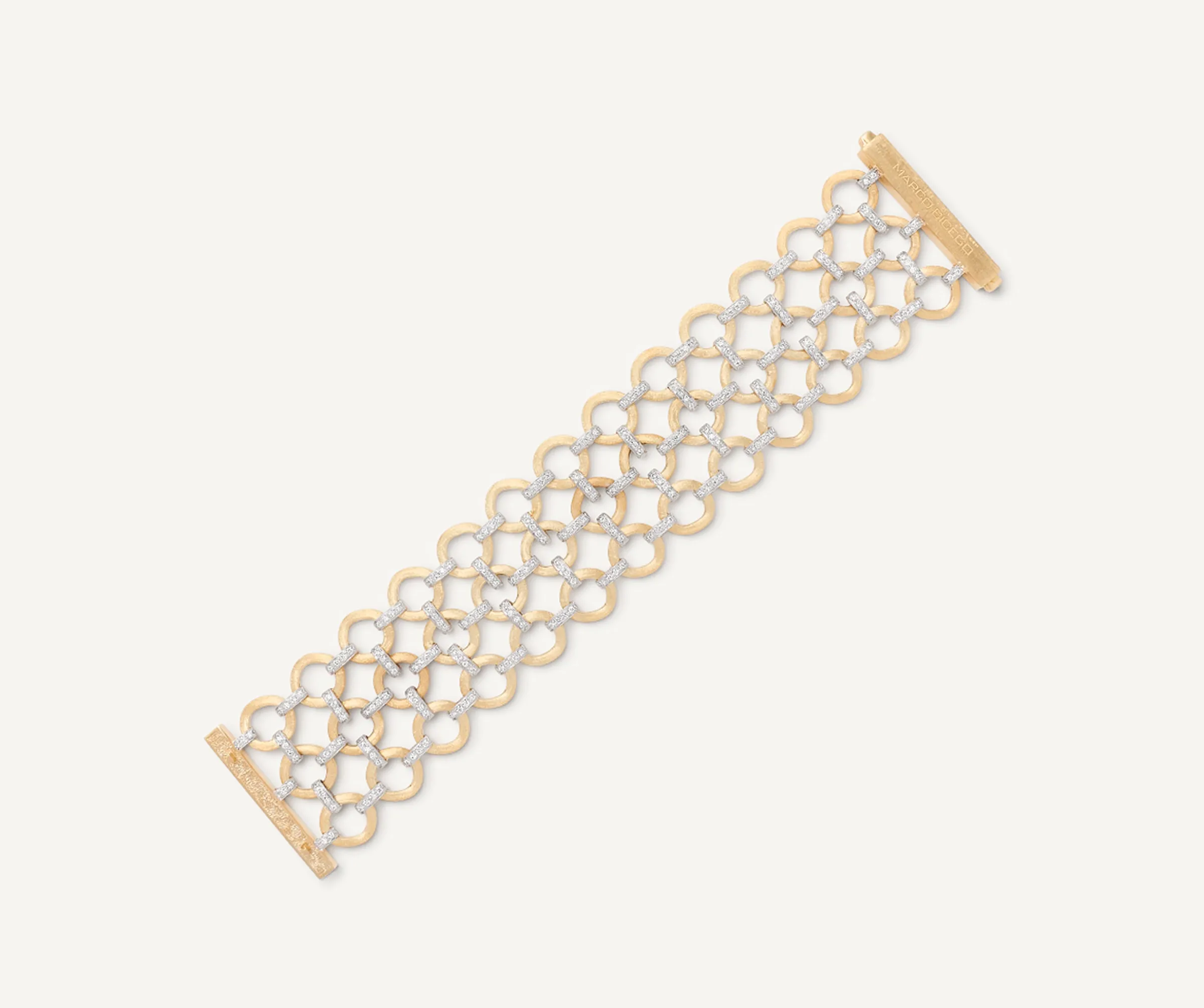 Bracelets-Marco Bicego 18K Yellow Gold Flat Link 3-Strand Bracelet With Diamonds Yellowgold