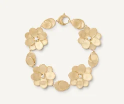 Bracelets-Marco Bicego 18K Yellow Gold Flower Bracelet with Diamonds Yellowgold