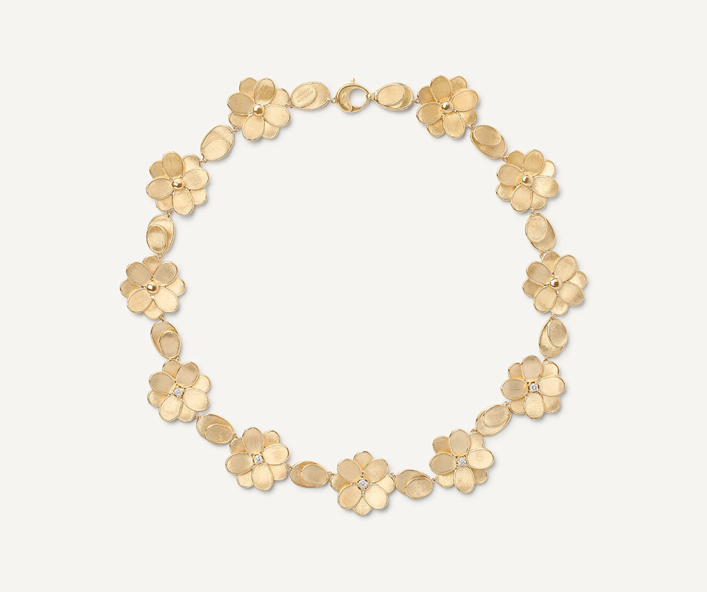 Necklaces-Marco Bicego 18K Yellow Gold Flower Collar Necklace with Diamonds Yellowgold