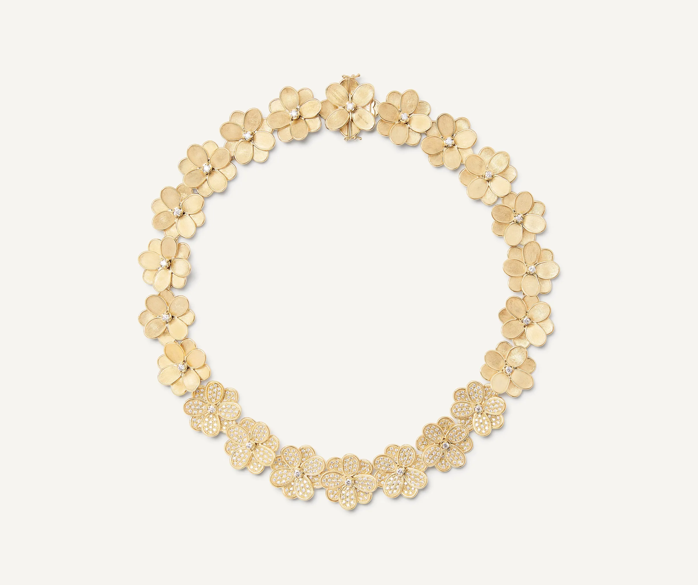 Necklaces-Marco Bicego 18K Yellow Gold Flower Collar Necklace with Diamonds Yellowgold