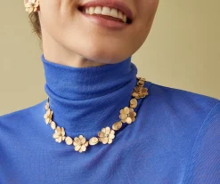 Necklaces-Marco Bicego 18K Yellow Gold Flower Collar Necklace with Diamonds Yellowgold
