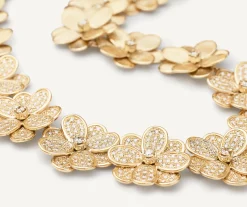 Necklaces-Marco Bicego 18K Yellow Gold Flower Collar Necklace with Diamonds Yellowgold