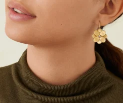 Earrings-Marco Bicego 18K Yellow Gold Flower Drop Earrings with Diamonds Yellowgold