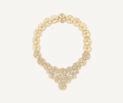 Necklaces-Marco Bicego 18K Yellow Gold Flower Statement Necklace with Diamonds Yellowgold