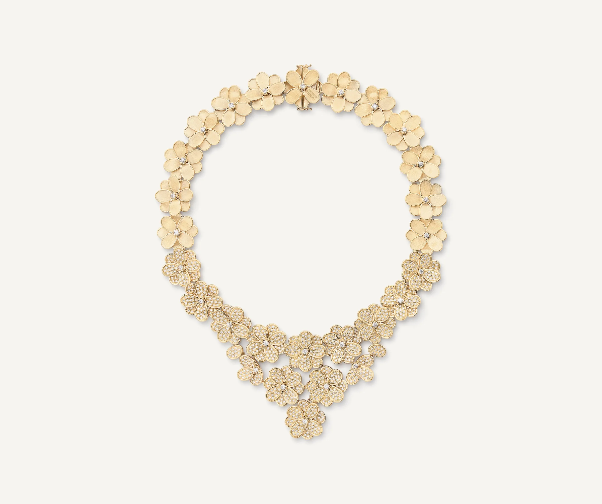 Necklaces-Marco Bicego 18K Yellow Gold Flower Statement Necklace with Diamonds Yellowgold