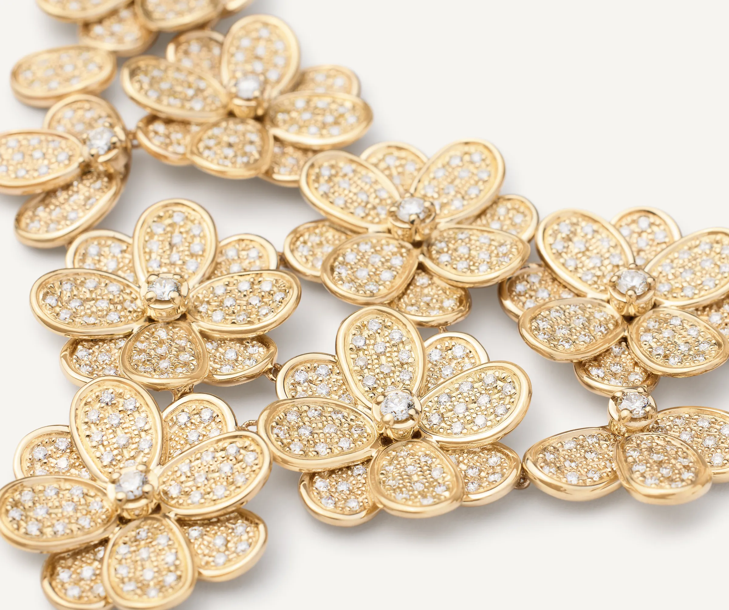 Necklaces-Marco Bicego 18K Yellow Gold Flower Statement Necklace with Diamonds Yellowgold