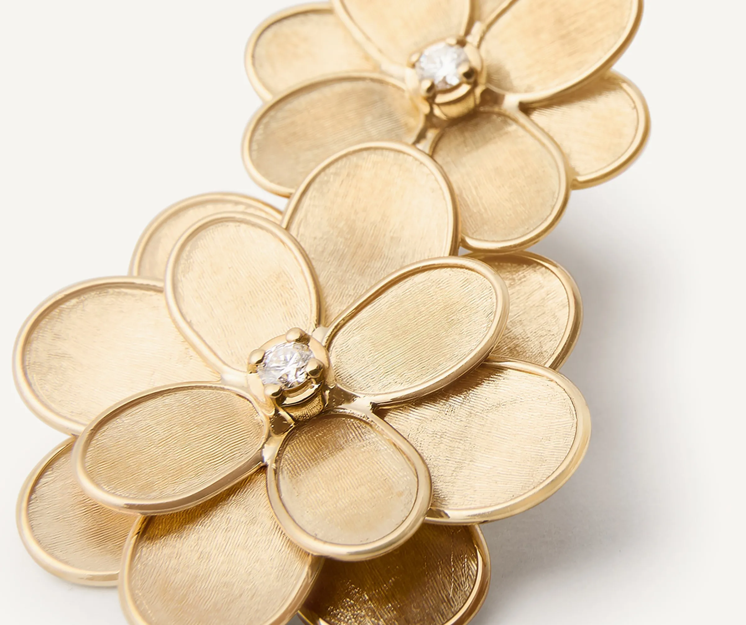 Earrings-Marco Bicego 18K Yellow Gold Flower Statement Earrings with Diamonds Yellowgold
