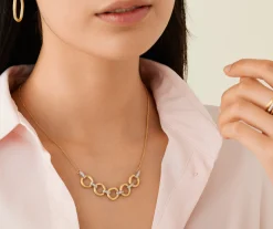 Necklaces-Marco Bicego 18K Yellow Gold Four Link Diamond Half Collar Necklace Yellowgold