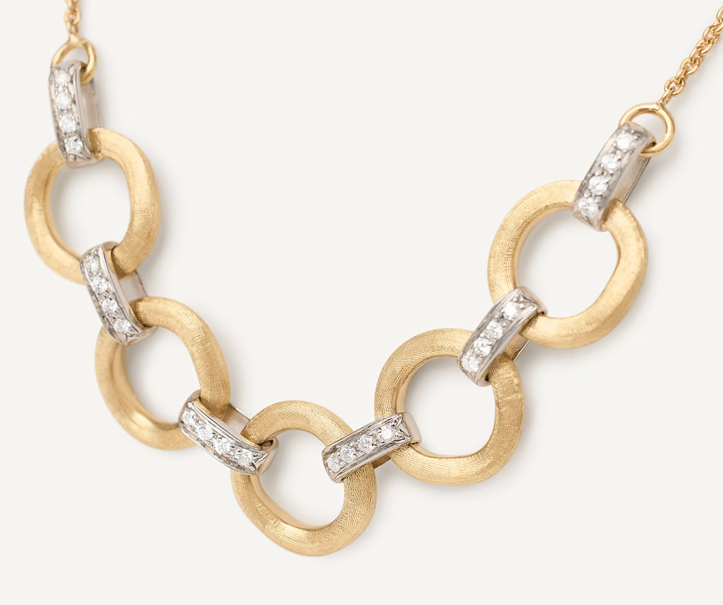 Necklaces-Marco Bicego 18K Yellow Gold Four Link Diamond Half Collar Necklace Yellowgold