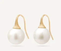Earrings-Marco Bicego 18K Yellow Gold Freshwater Pearl Drop Earrings Yellowgold