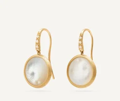 Earrings-Marco Bicego 18K Yellow Gold Gemstone Drop Earrings with Diamonds Yellowgold