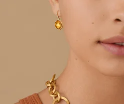 Earrings-Marco Bicego 18K Yellow Gold Gemstone Drop Earrings with Diamonds Yellowgold