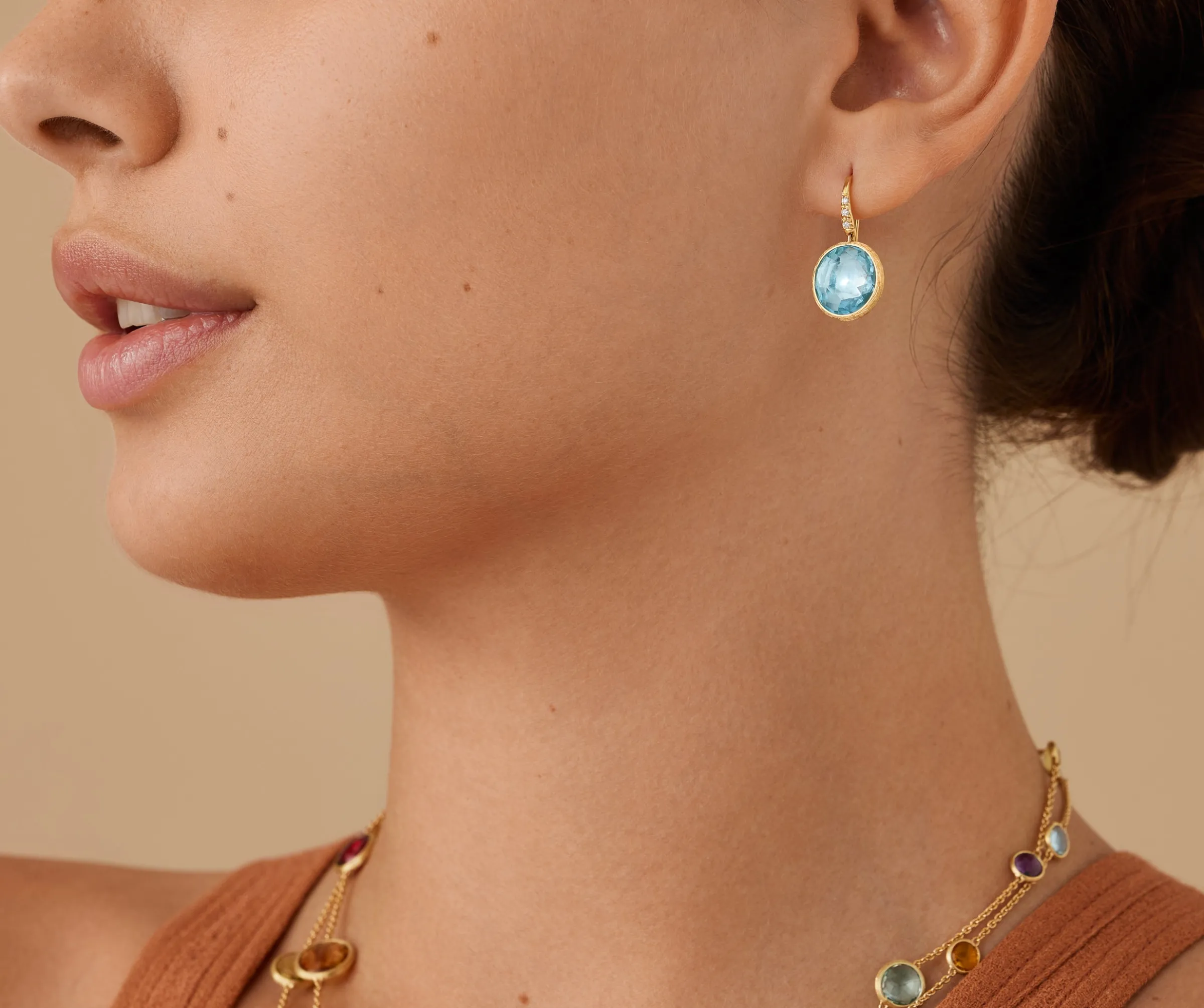 Earrings-Marco Bicego 18K Yellow Gold Gemstone Drop Earrings with Diamonds Yellowgold