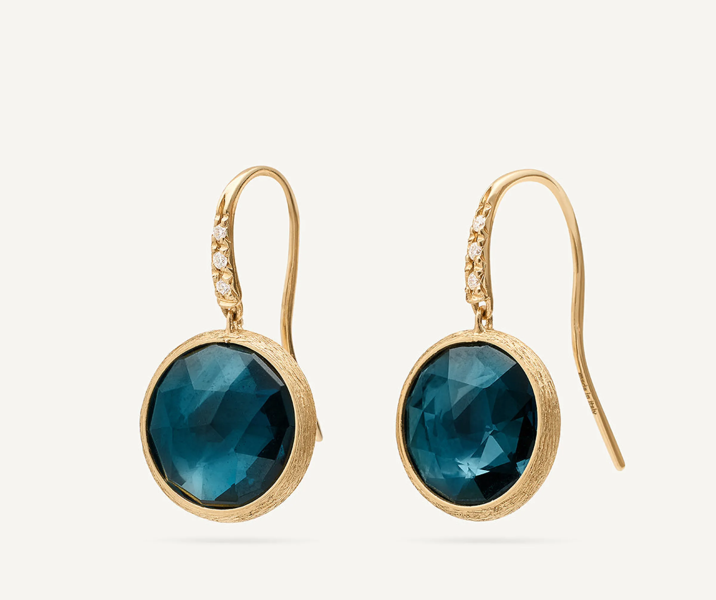 Earrings-Marco Bicego 18K Yellow Gold Gemstone Drop Earrings with Diamonds Yellowgold