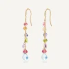 Earrings-Marco Bicego 18K Yellow Gold Gemstone Earrings With Diamonds, Long Yellowgold