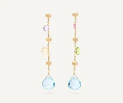 Earrings-Marco Bicego 18K Yellow Gold Gemstone Earrings, Long Yellowgold