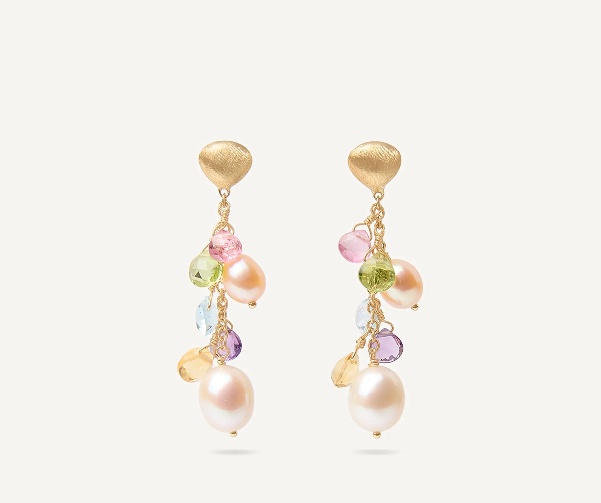 Earrings-Marco Bicego 18K Yellow Gold Gemstone Earrings with Freshwater Pearls Yellowgold