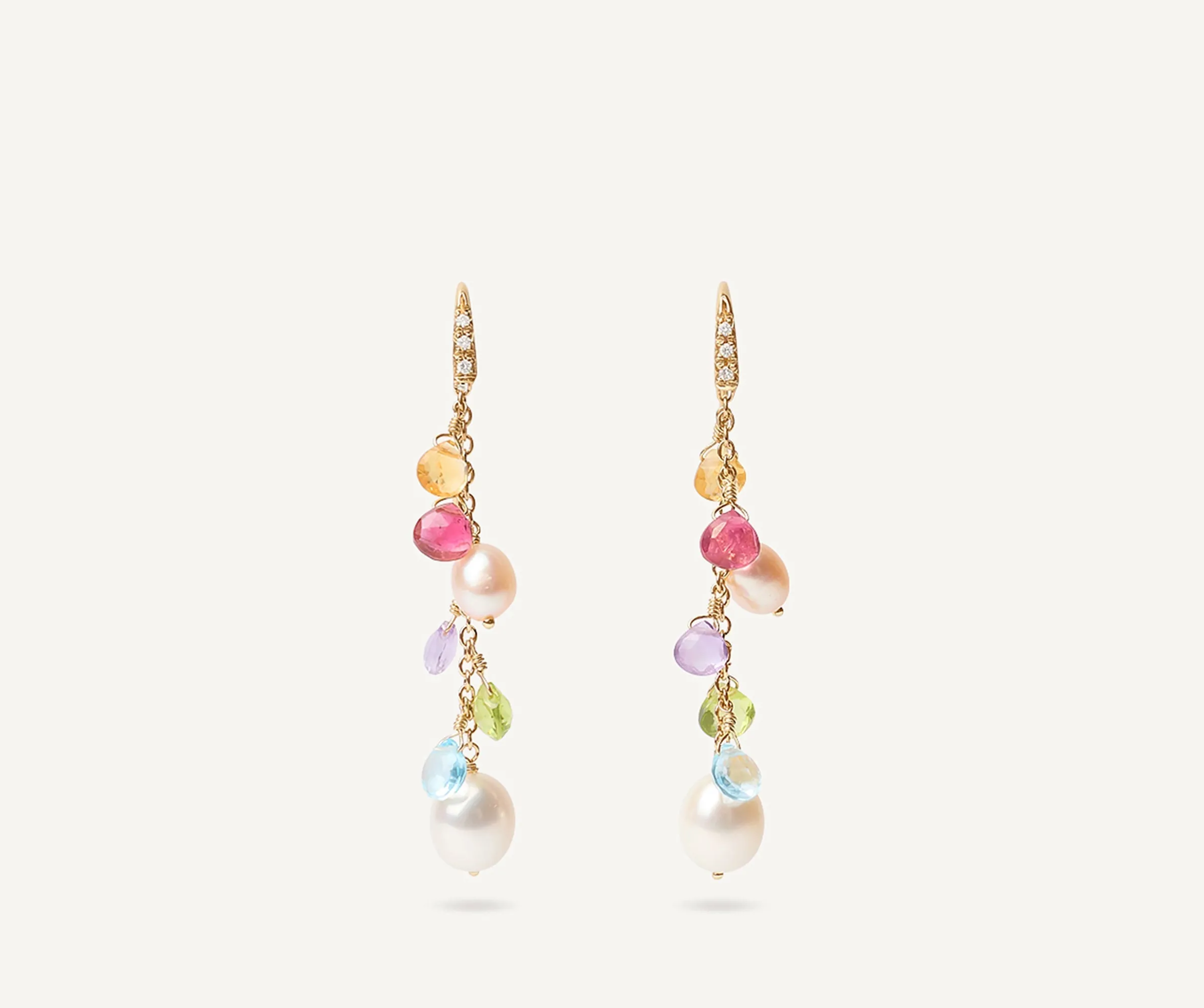 Earrings-Marco Bicego 18K Yellow Gold Gemstone Earrings with Freshwater Pearls u0026 Diamond Accent Yellowgold