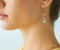 Earrings-Marco Bicego 18K Yellow Gold Gemstone Earrings With Diamonds, Medium Yellowgold