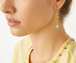 Earrings-Marco Bicego 18K Yellow Gold Gemstone Earrings, Long Yellowgold