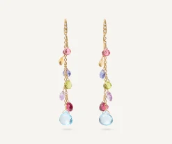 Earrings-Marco Bicego 18K Yellow Gold Gemstone Earrings With Diamonds, Long Yellowgold