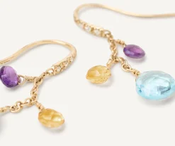 Earrings-Marco Bicego 18K Yellow Gold Gemstone Earrings With Diamonds, Blue Topaz Accents Yellowgold
