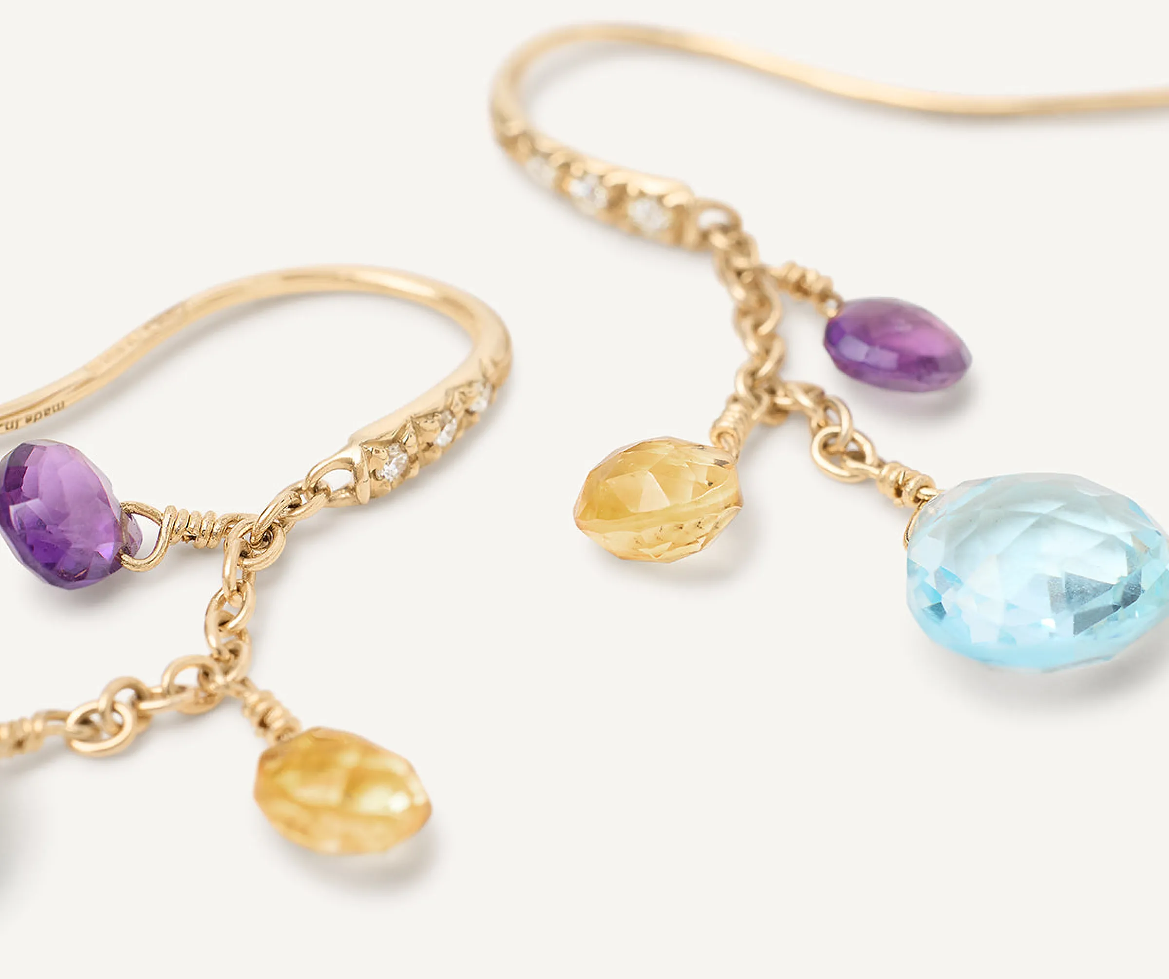 Earrings-Marco Bicego 18K Yellow Gold Gemstone Earrings With Diamonds, Blue Topaz Accents Yellowgold