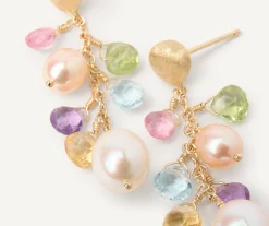 Earrings-Marco Bicego 18K Yellow Gold Gemstone Earrings with Freshwater Pearls Yellowgold