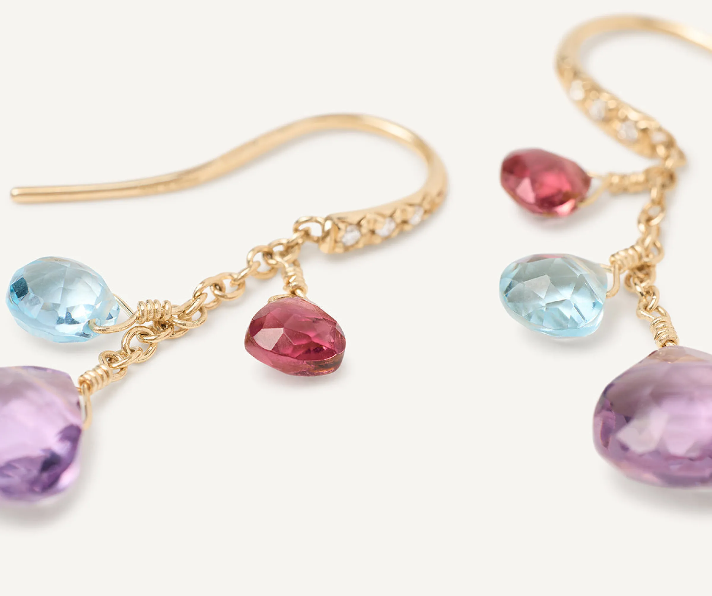 Earrings-Marco Bicego 18K Yellow Gold Gemstone Earrings With Diamonds, Amethyst Accents Yellowgold