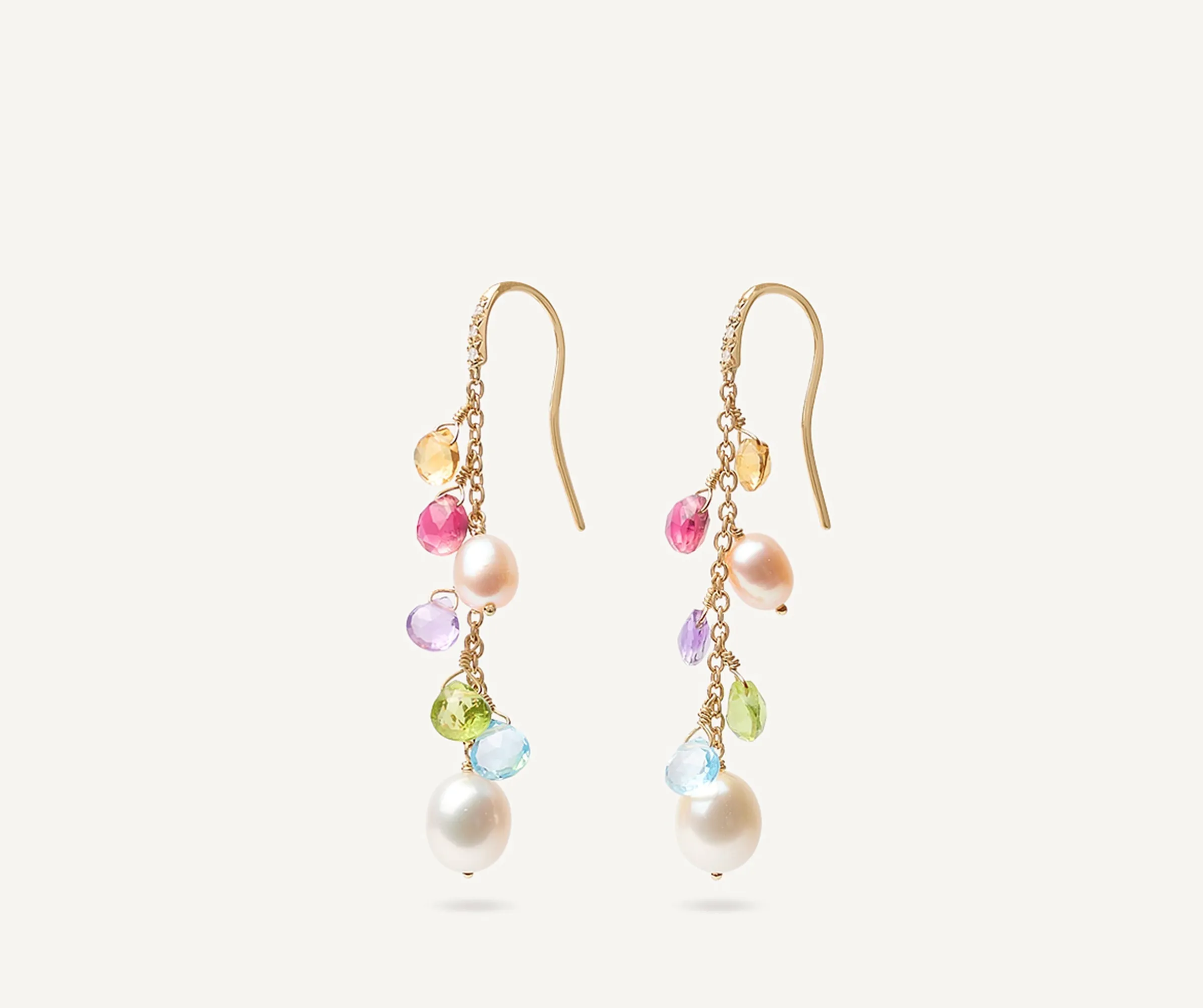 Earrings-Marco Bicego 18K Yellow Gold Gemstone Earrings with Freshwater Pearls u0026 Diamond Accent Yellowgold