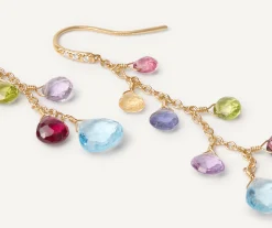 Earrings-Marco Bicego 18K Yellow Gold Gemstone Earrings With Diamonds, Long Yellowgold