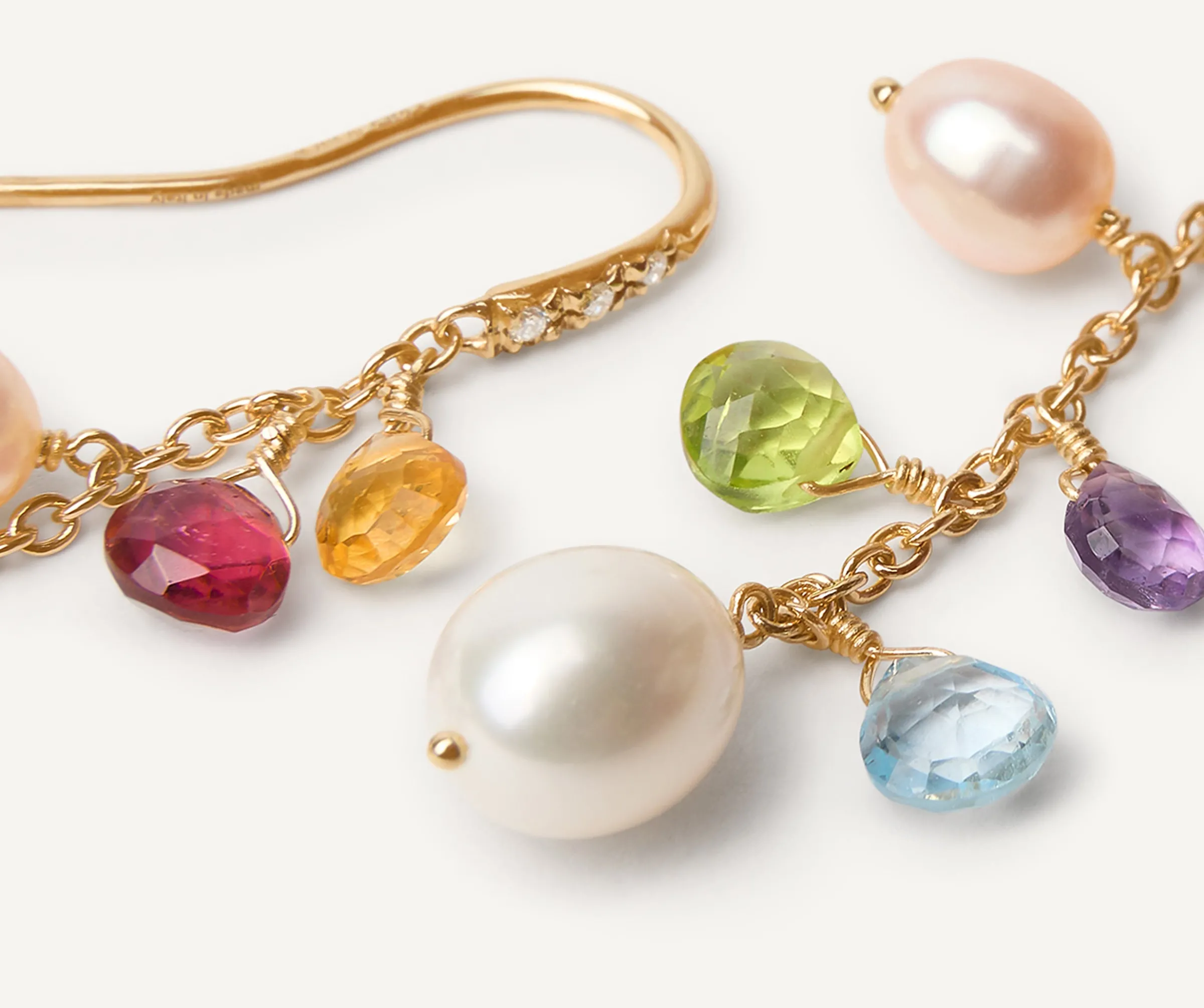 Earrings-Marco Bicego 18K Yellow Gold Gemstone Earrings with Freshwater Pearls u0026 Diamond Accent Yellowgold