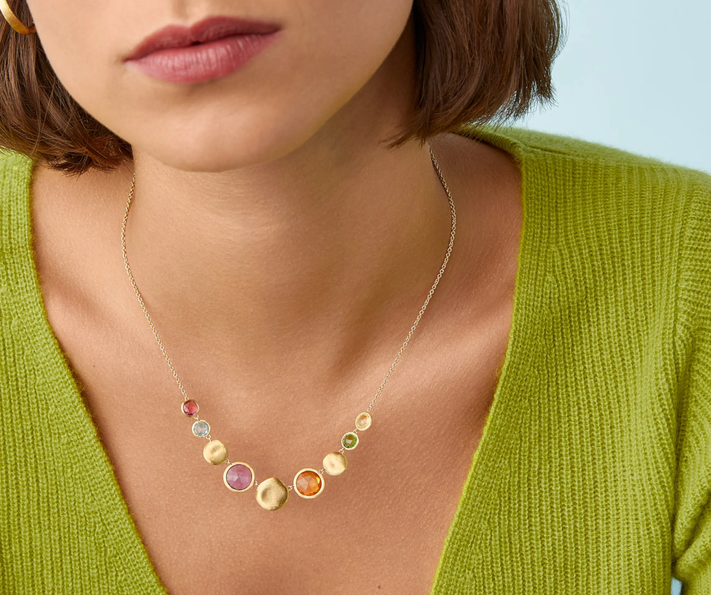 Necklaces-Marco Bicego 18K Yellow Gold Gemstone "Halfsie" Necklace Yellowgold