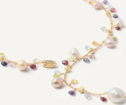Necklaces-Marco Bicego 18K Yellow Gold Gemstone Lariat Necklace With Freshwater Pearls Yellowgold