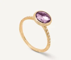 Rings-Marco Bicego 18K Yellow Gold Gemstone Ring with Diamond Pavé Shank Yellowgold