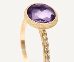 Rings-Marco Bicego 18K Yellow Gold Gemstone Ring with Diamond Pavé Shank Yellowgold