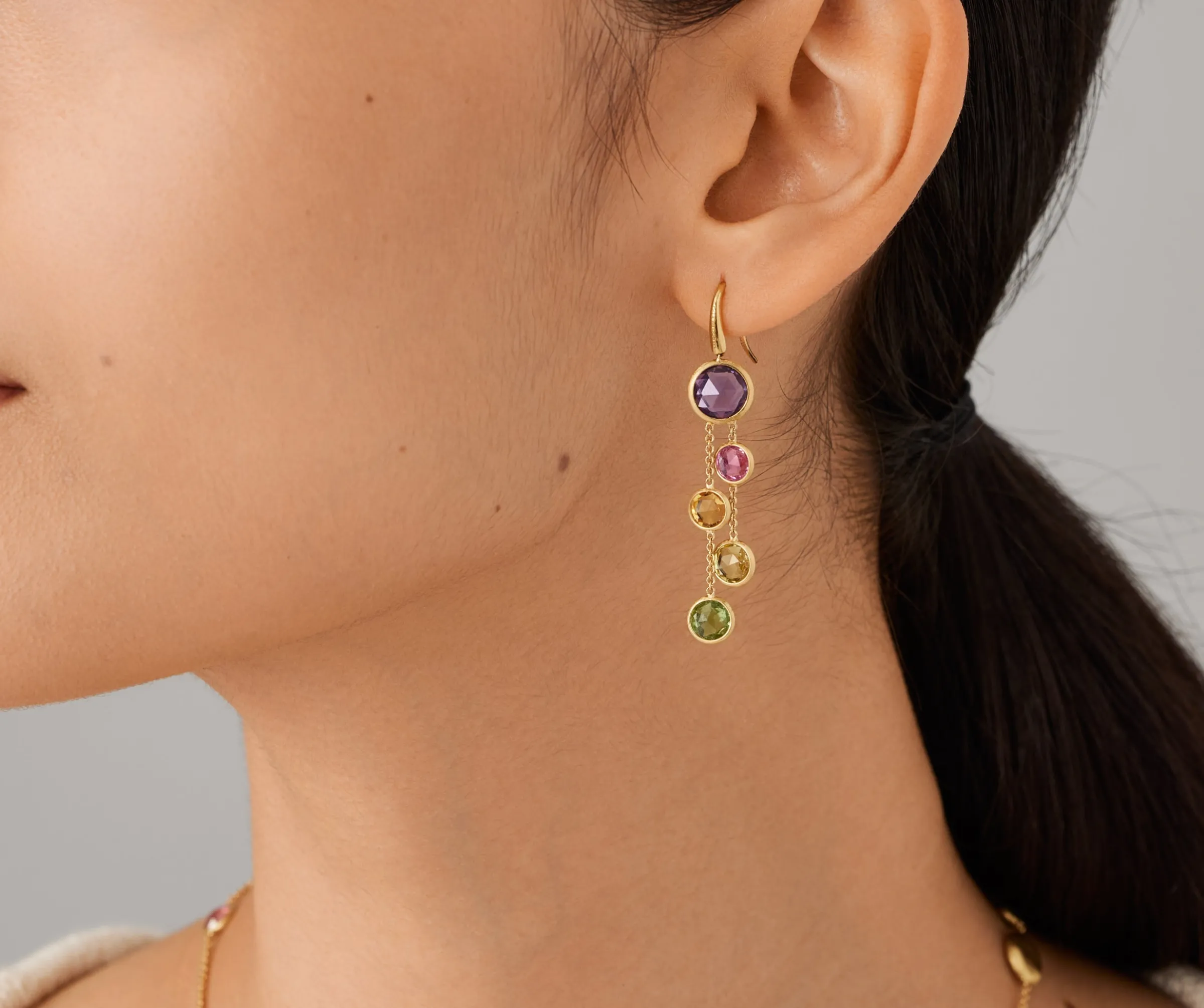Earrings-Marco Bicego 18K Yellow Gold Gemstone 2-Strand Earrings Yellowgold