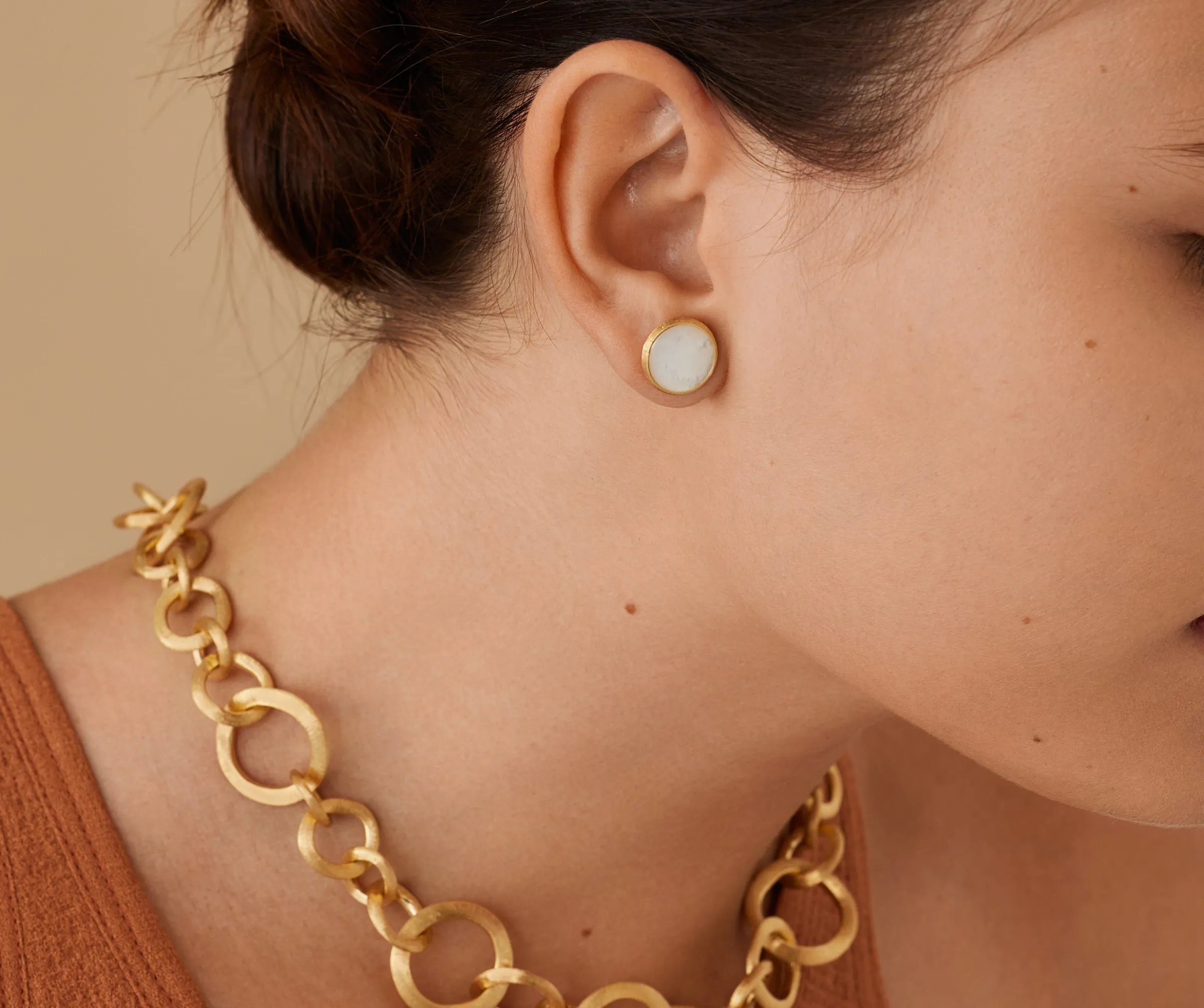 Earrings-Marco Bicego 18K Yellow Gold Gemstone Stud Large Earrings Yellowgold