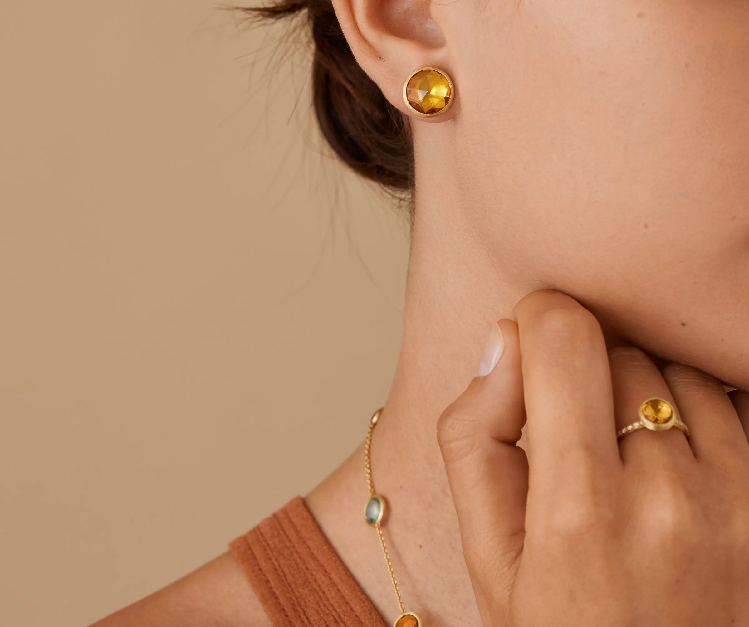 Earrings-Marco Bicego 18K Yellow Gold Gemstone Stud Large Earrings Yellowgold