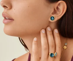 Earrings-Marco Bicego 18K Yellow Gold Gemstone Stud Large Earrings Yellowgold