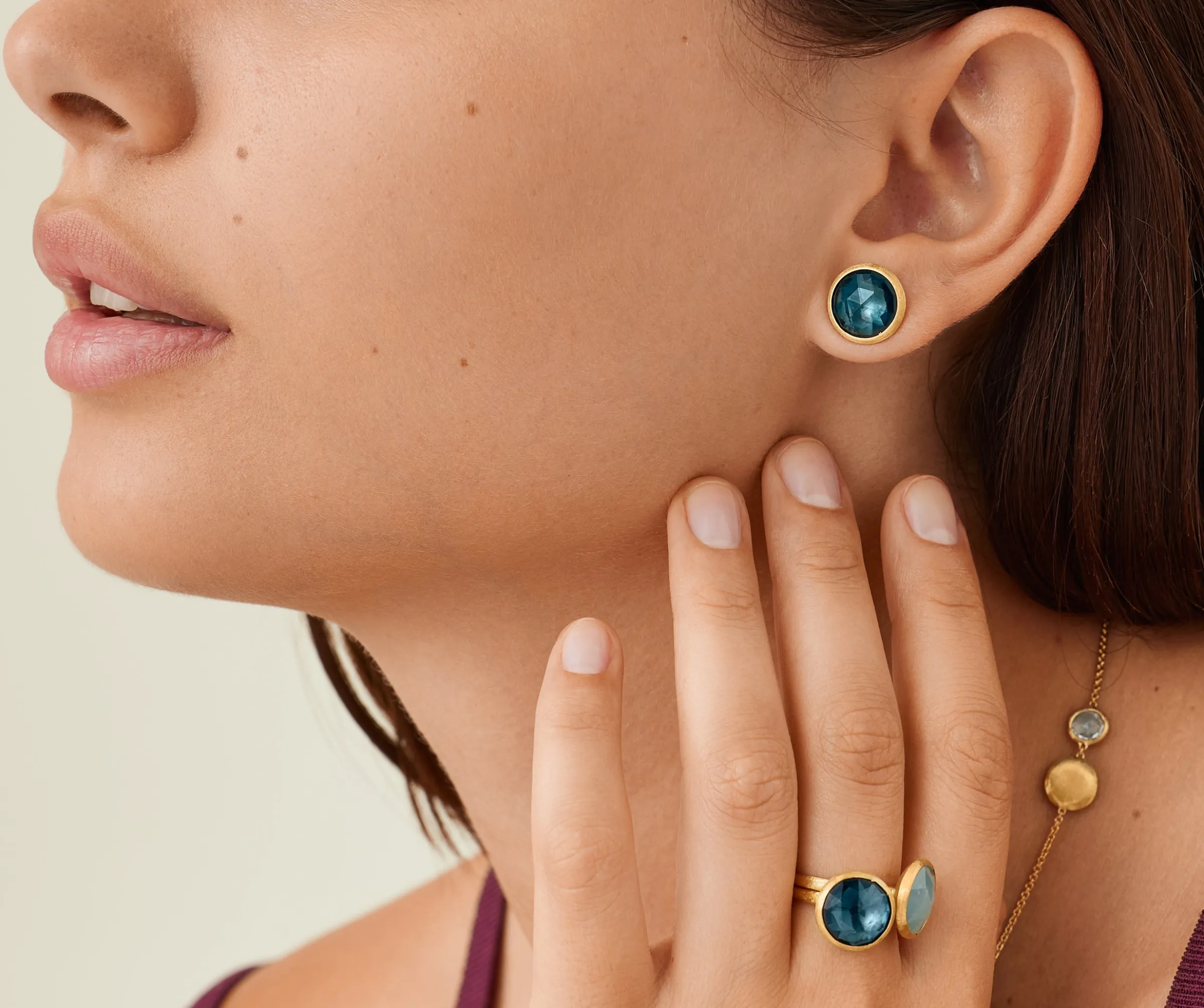 Earrings-Marco Bicego 18K Yellow Gold Gemstone Stud Large Earrings Yellowgold