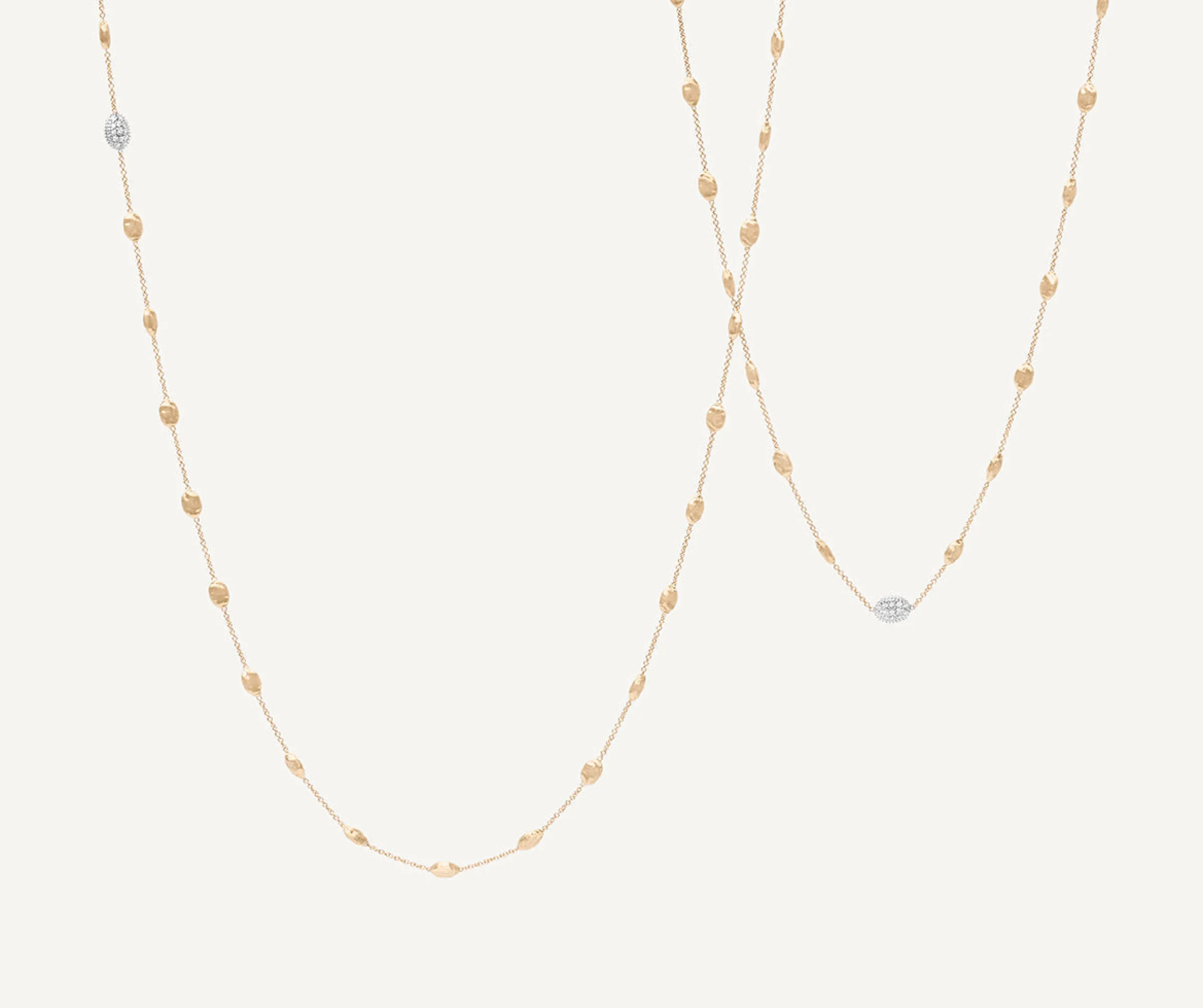 Necklaces-Marco Bicego 18K Yellow Gold Gold u0026 Diamond Small Bean Long Necklace Yellowgold