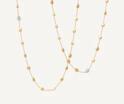 Necklaces-Marco Bicego 18K Yellow Gold Gold u0026 Diamond Large Bean Long Necklace Yellowgold