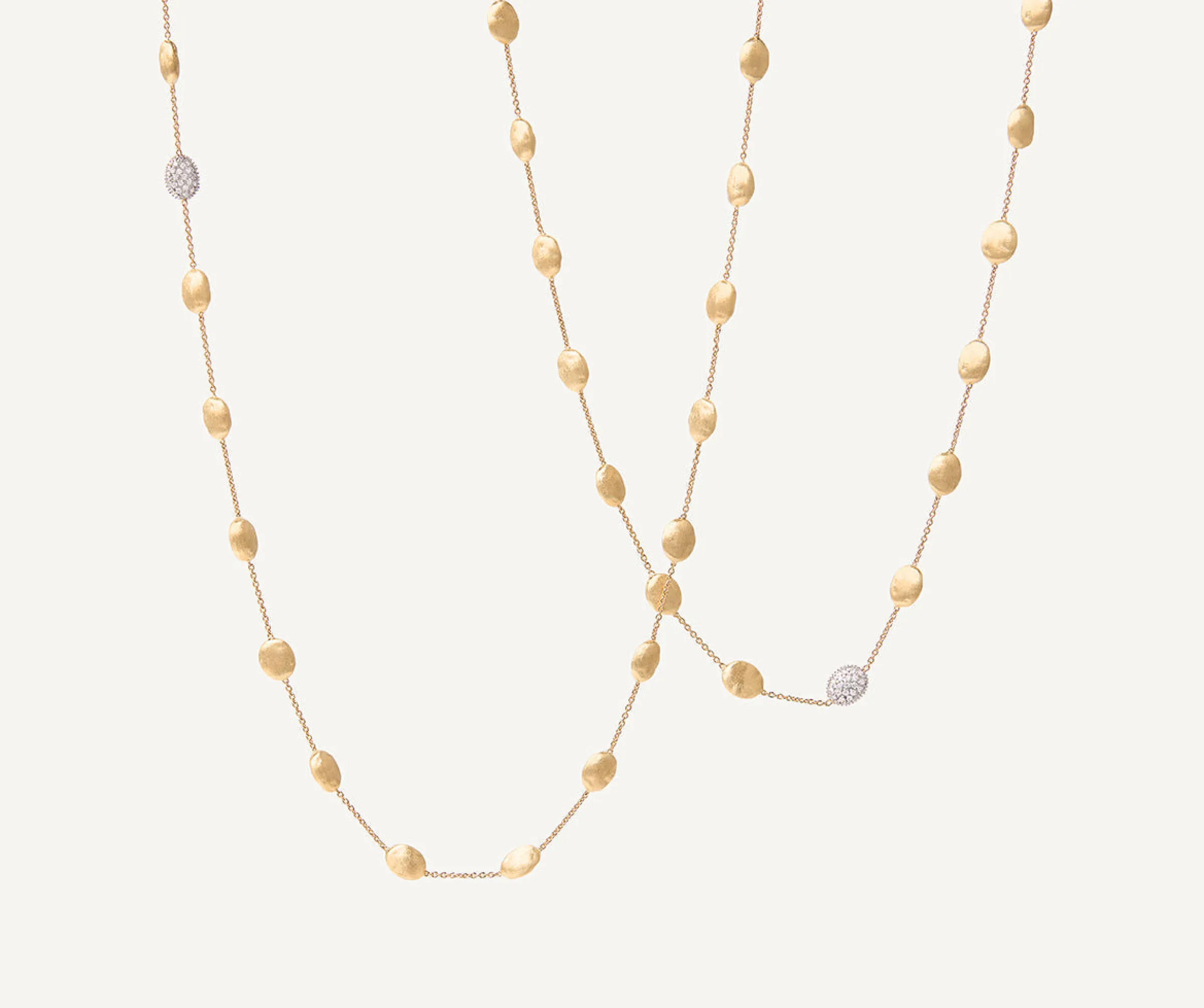 Necklaces-Marco Bicego 18K Yellow Gold Gold u0026 Diamond Large Bean Long Necklace Yellowgold