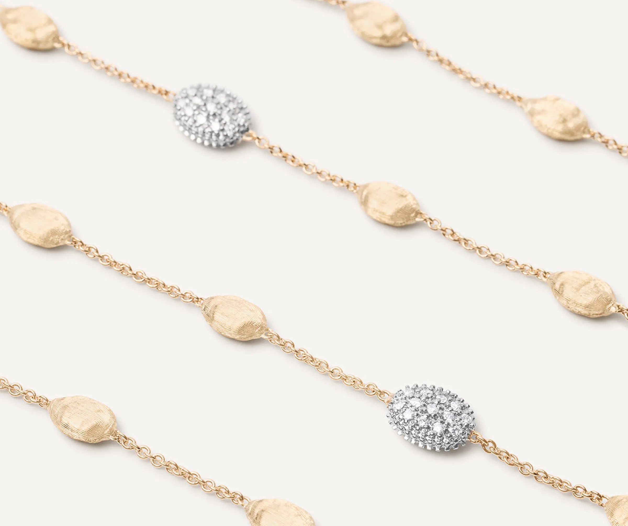 Necklaces-Marco Bicego 18K Yellow Gold Gold u0026 Diamond Small Bean Long Necklace Yellowgold