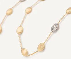 Necklaces-Marco Bicego 18K Yellow Gold Gold u0026 Diamond Large Bean Long Necklace Yellowgold
