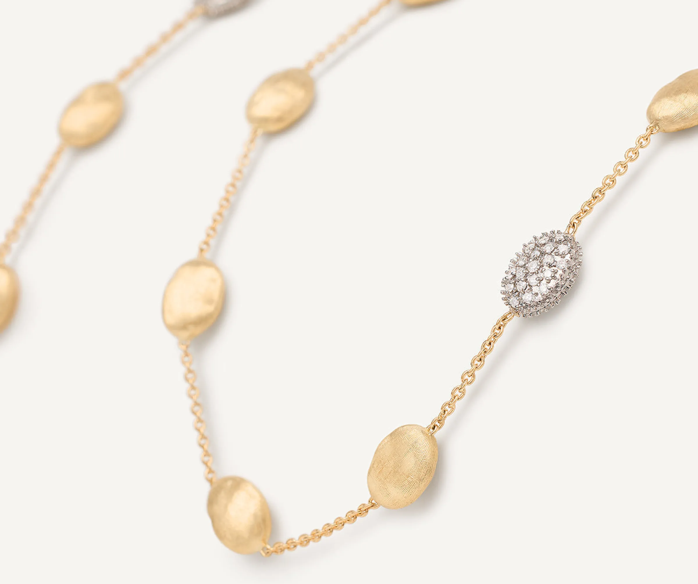 Necklaces-Marco Bicego 18K Yellow Gold Gold u0026 Diamond Large Bean Long Necklace Yellowgold