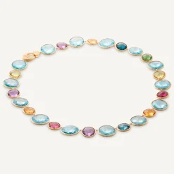 Necklaces-Marco Bicego 18K Yellow Gold Graduated Collar featuring Blue Topaz Yellowgold