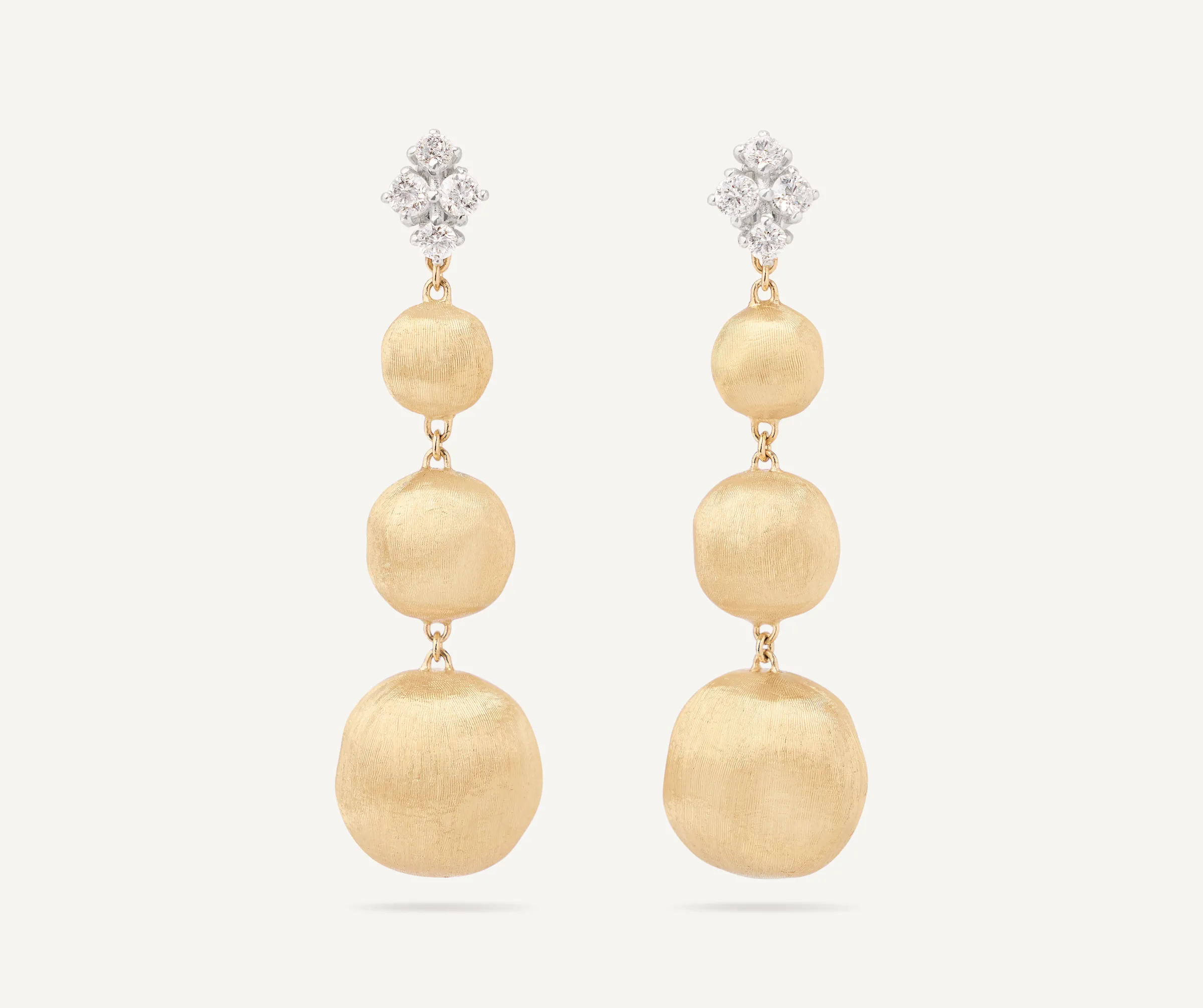 Earrings-Marco Bicego 18K Yellow Gold Graduated Drop Earrings With Diamonds Yellowgold